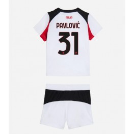 AC Milan Strahinja Pavlovic #31 Uit tenue Kids 2025-26 Korte Mouw (+ Korte broeken)